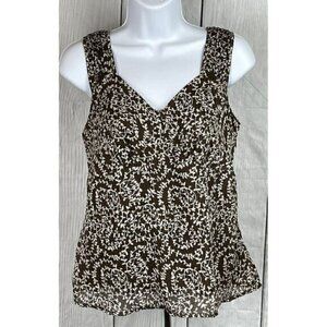 George Designs by Mark Eisen XS (0/2) Sleeveless V-Neck Brown Sheer Lined Top